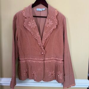 Emma 100%Cotton Embroidered Pink Jacket
